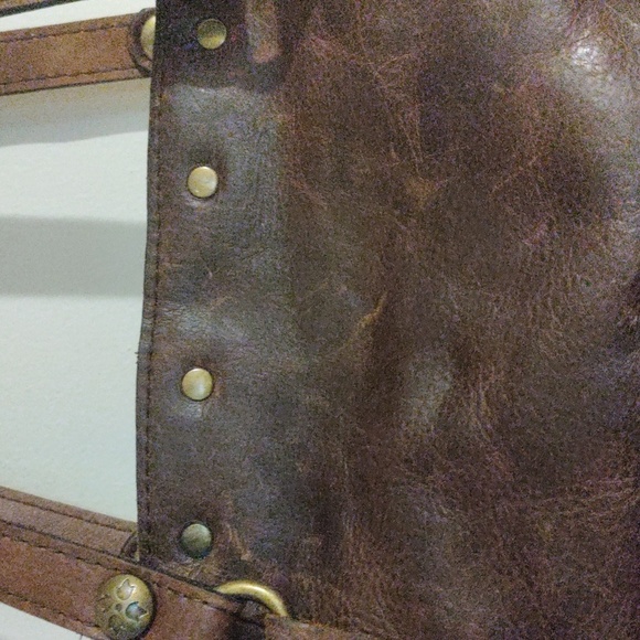 Patricia Nash Benvenuto Chocolate Brown Leather Convertible Tote Stud Purse Xl - Picture 6 of 14